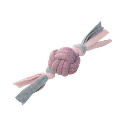 Picture of FLEECY ROPE BALL TUGGER PINK 22X8CM