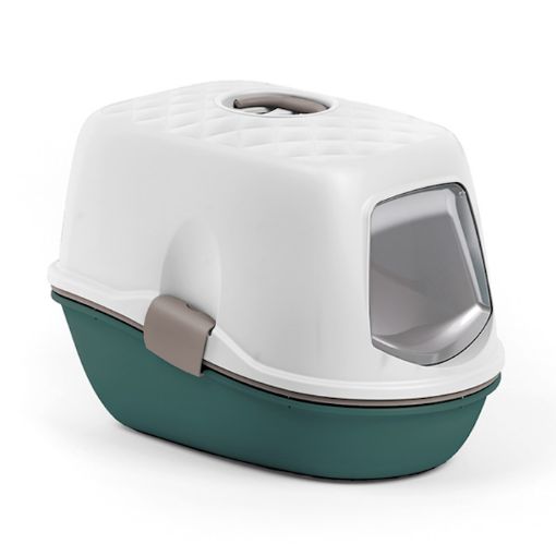 Picture of CAT LITTER TRAY FURBA TOP CHIC 58.5X39.4X42.7CM GREEN/LIGHT GREY/WHITE