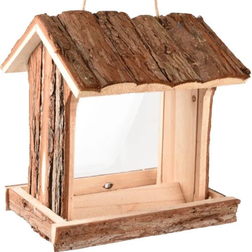 Picture of WOODEN BIRD TABLE/DARK BROWN HOUSE 21X17X21CM