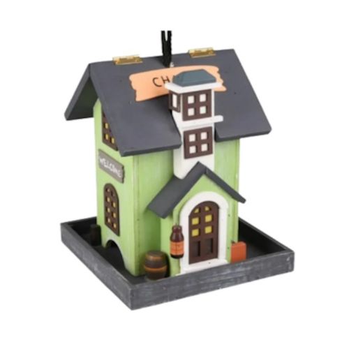 Picture of WOODEN BIRD TABLE/FEEDER SILO 18X18X23CM